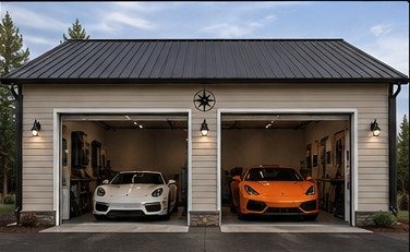 Three-car detached garage