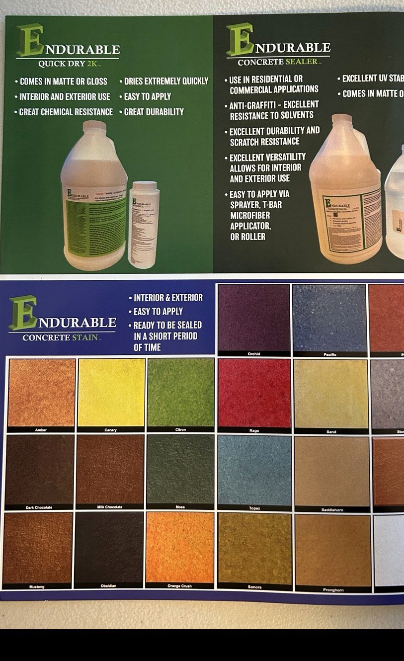 Endurable Concrete Stain manufacturer color chart