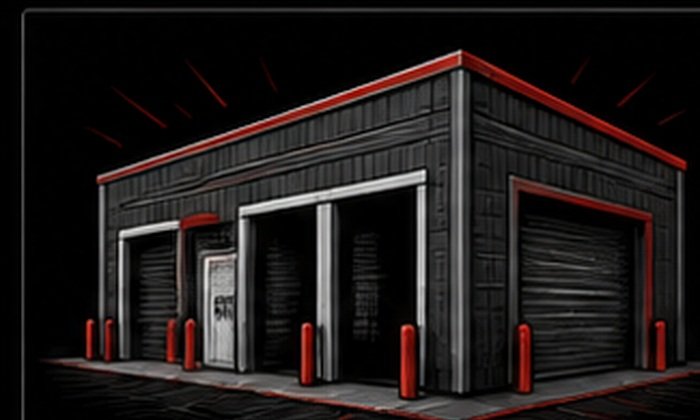 Illustration of a commercial industrial shop building