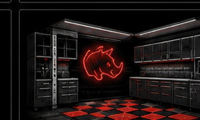 Illustration of a custom themed garage space
