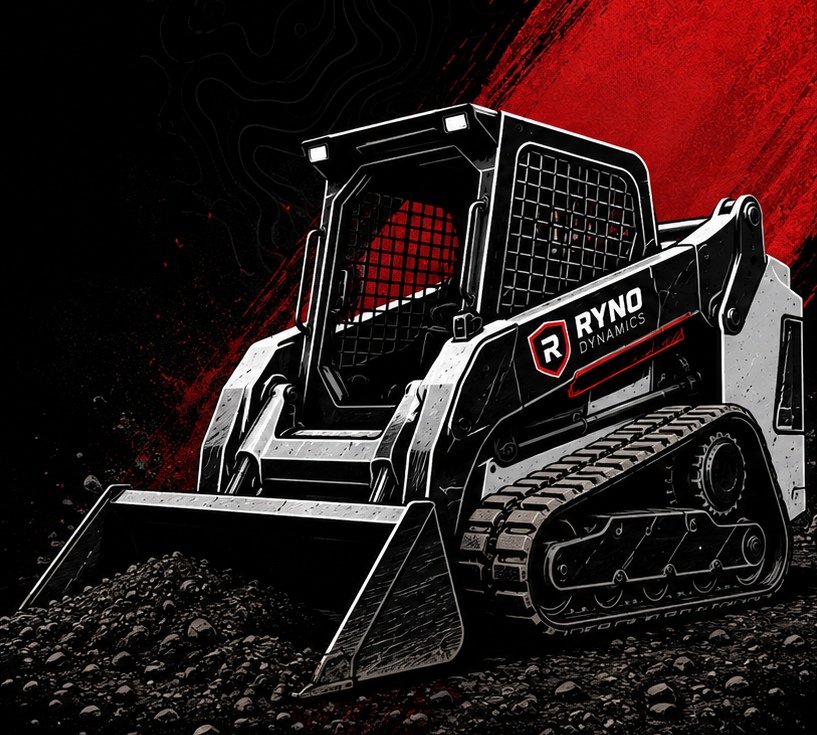 Compact track loader used for Ryno Garage Co. site work, grading and gravel projects